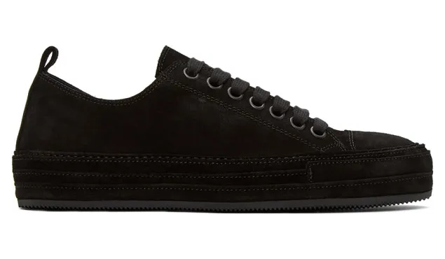 Ann Demeulemeester Black Distressed Suede Sneakers (2014-4218-362-099)