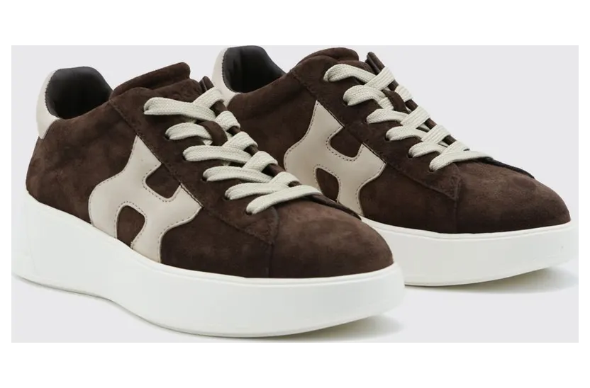 Hogan Rebel Leather and Suede Sneakers with Chunky Sole Earth (HXW5620DN61FM60UUM)