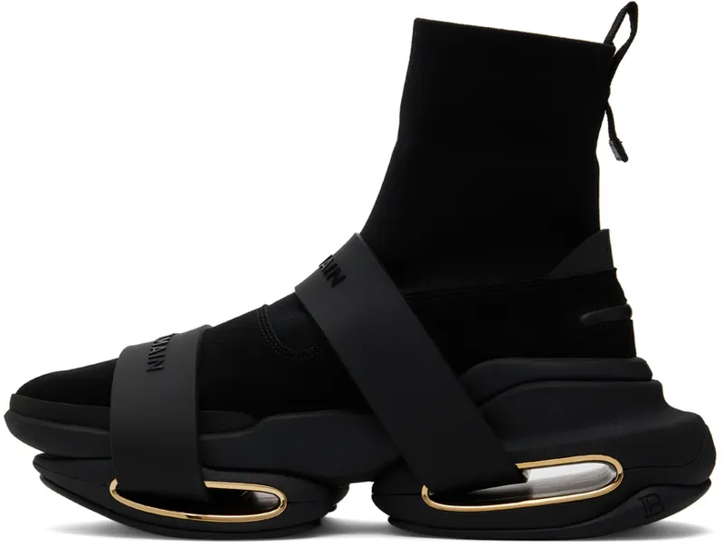 Balmain Black Knit B-Bold Strap High (XM1VH229TKSE)