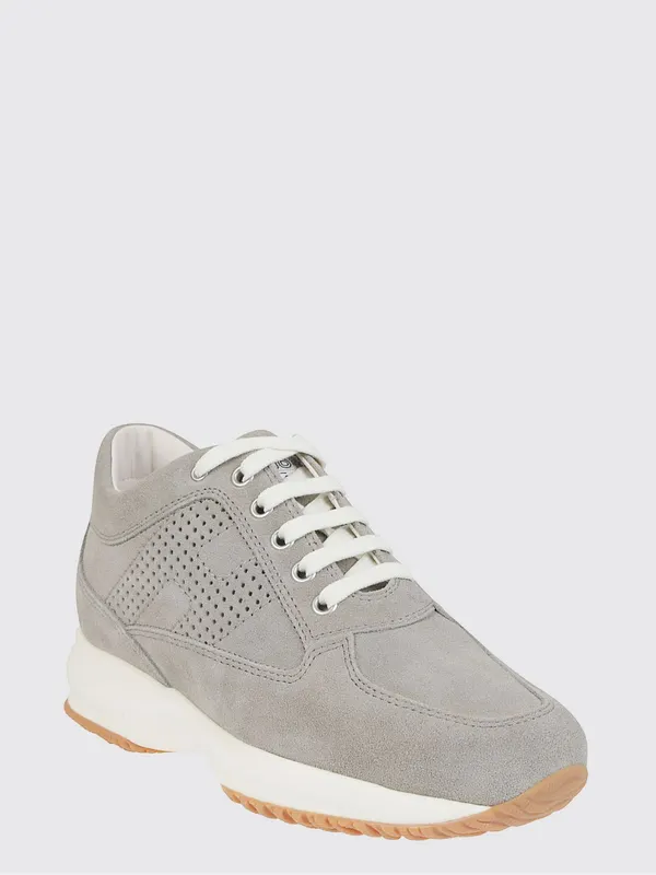 Hogan Interactive Sneakers in Suede with Perforated Monogram Green (HXW00N00E30BTMB222)