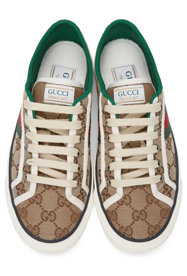 Gucci Beige GG Supreme ‘Gucci Tennis 1977’ Sneakers (606110 HVK20) (5)