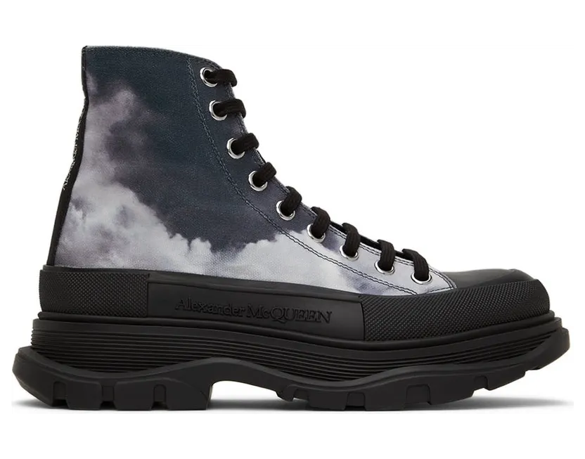 Alexander McQueen Black Sky Print Tread Slick Sneakers (705665W4TG1)
