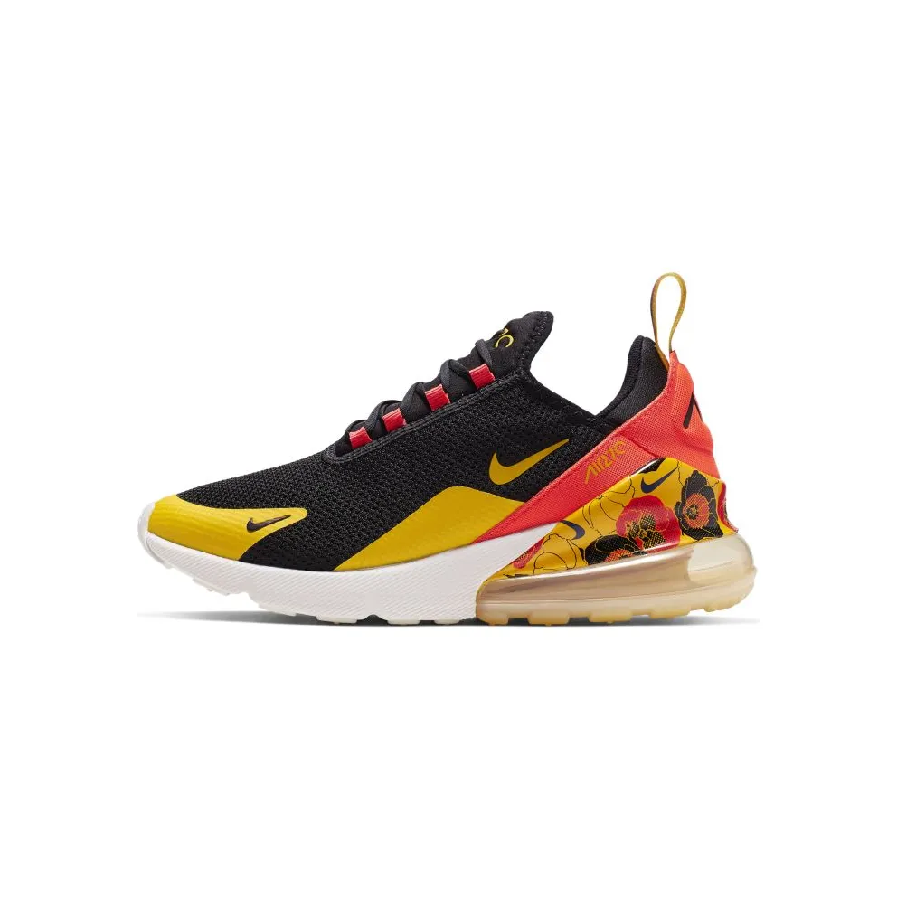 Nike Air Max 270 Floral Black Crimson Gold (W) Black/Bright Crimson-University Gold (AR0499-005)