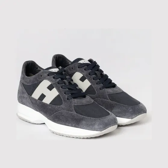 Hogan Interactive Sneakers in Suede and Nylon Blue (HXM7130GC80V4R785V)