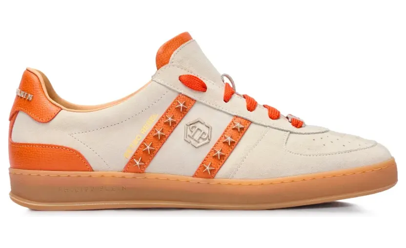 Philipp Plein Retro Rebel leren low-top sneakers met studs – Beige (SAFSUSC0911PLE009N)