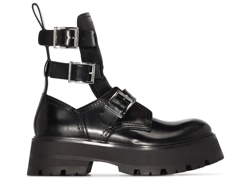 Alexander McQueen Buckled Ankle Boot Black (700078WIC631081)