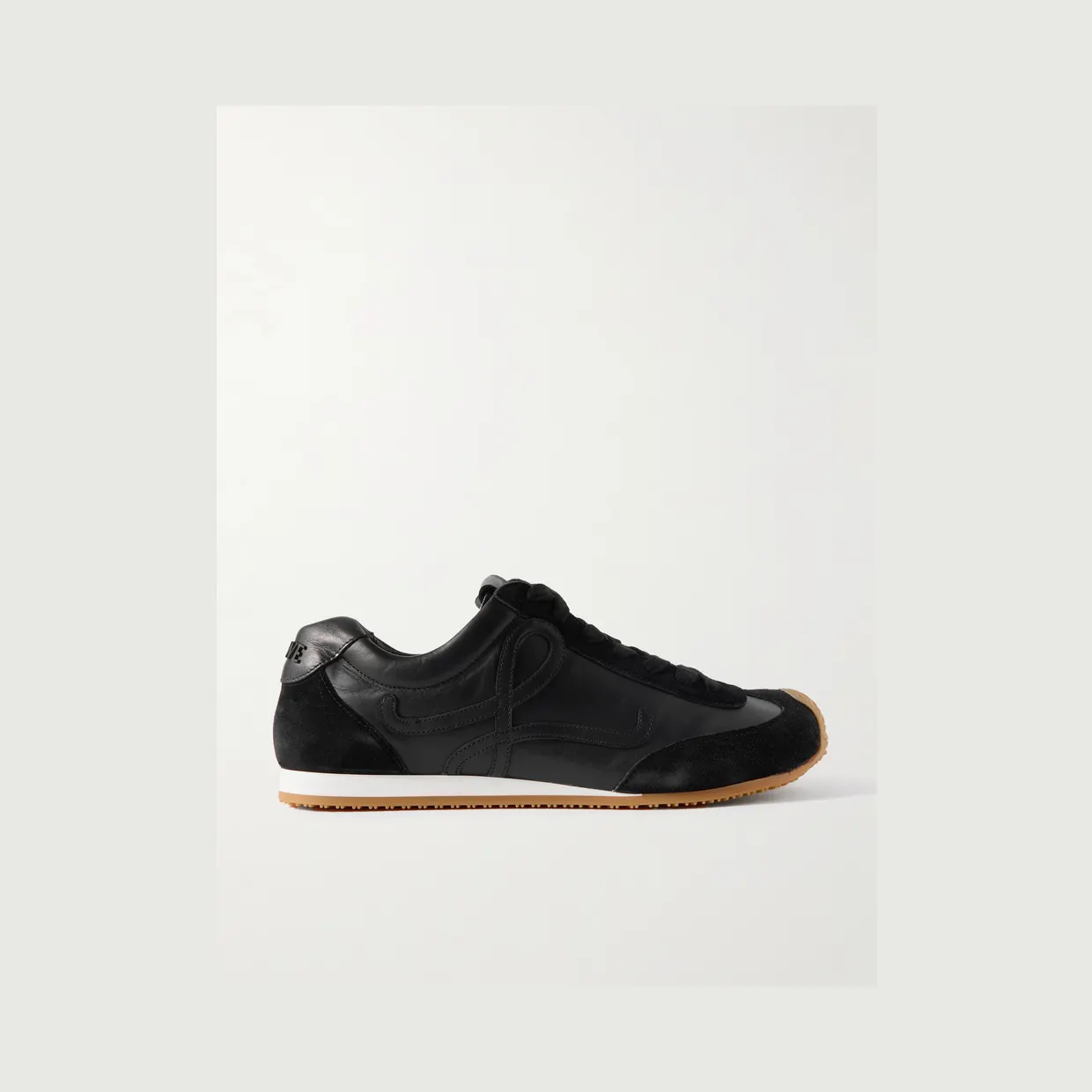 Loewe Ballet Runner 2.0 Suede-Trimmed Leather Sneakers Black (M816282XAR)