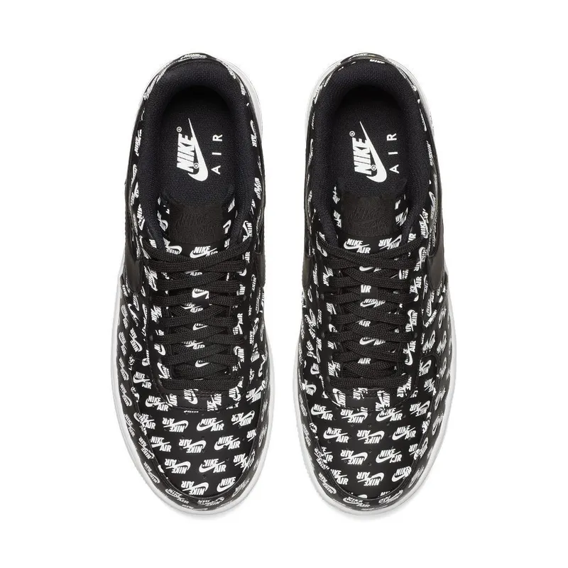 Nike Air Force 1 Low All Over Logo Black Black/Black-White (AH8462-001)