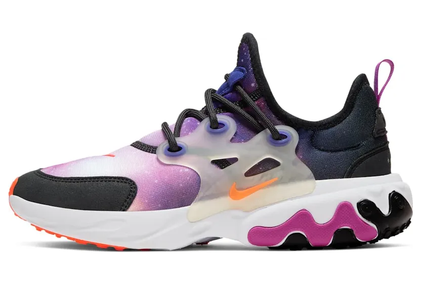 Nike React Presto GS ‘Galaxy’ Black/Court Purple/Blue Fury/Total Orange (CT6624-002)