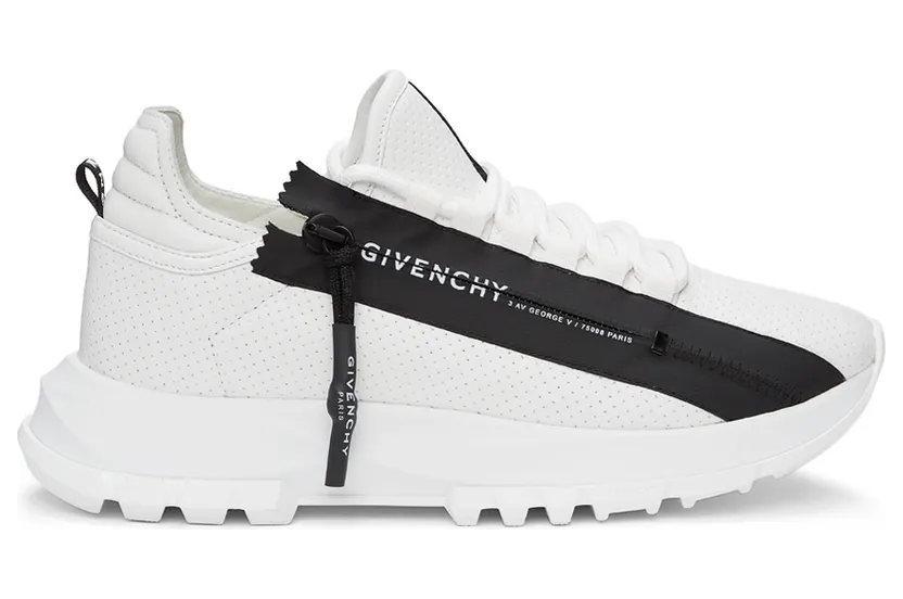 Givenchy White Perforated Leather Spectre Runner Zip Low Sneakers (BE0019E0SV116)