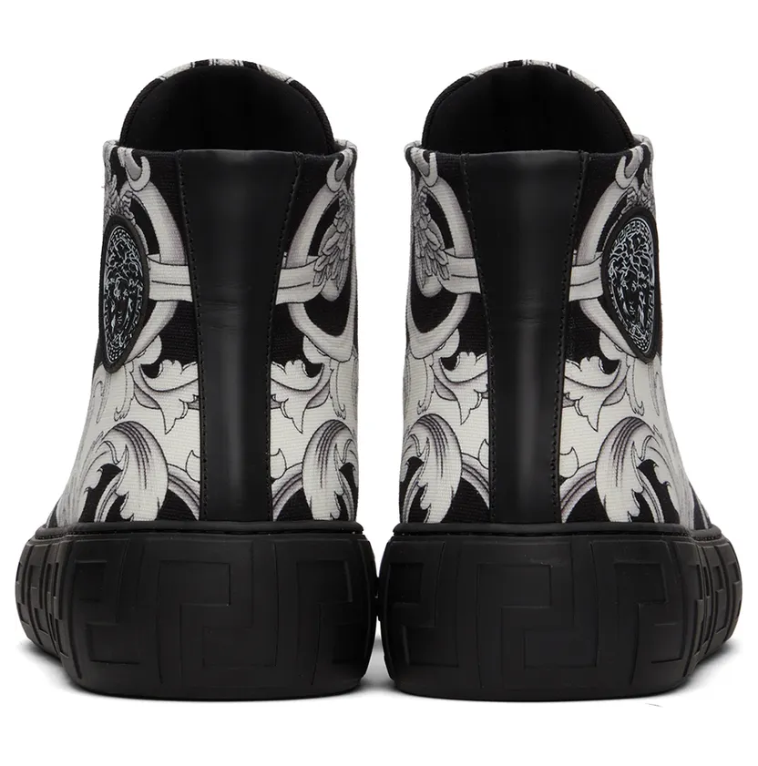 Versace Black & White Greca Barocco High Sneakers (DSU8403 1A04268) (2)