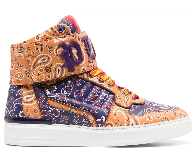 Philipp Plein High-Top-Sneakers mit Paisley-Print – Nude (FACSUSC0500PLE025N)