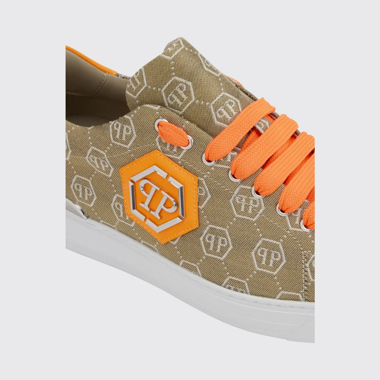 Philipp plein Fabric Sneakers with Hexagon Jacquard Brown (PAFSMSC4093PTE021N0686) (3)