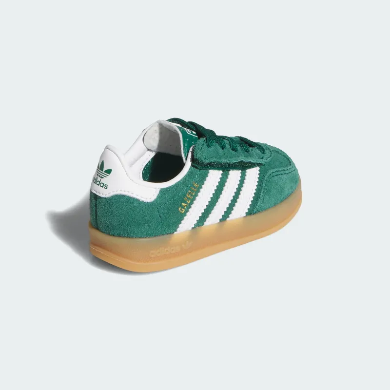 Adidas GAZELLE INDOOR COMFORT CLOSURE ELASTIC LACE Shoes Collegiate Green / Cloud White / Gum (IH9130)