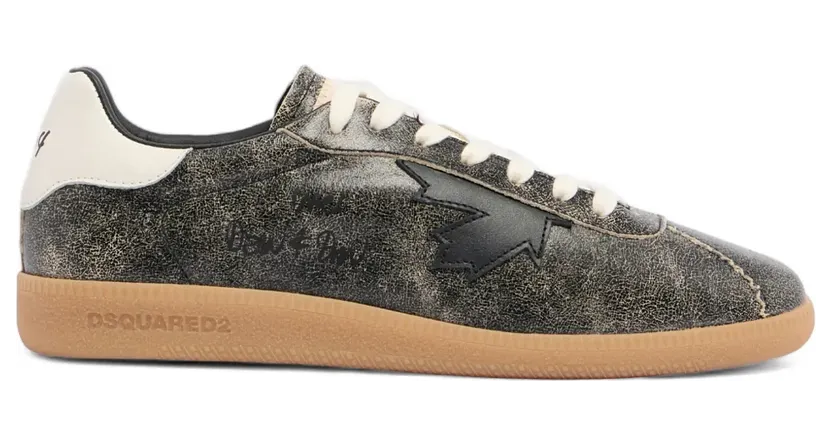 DSQUARED2 Rebels leren met gebarsten effect “Grey” (SNM046843108439)