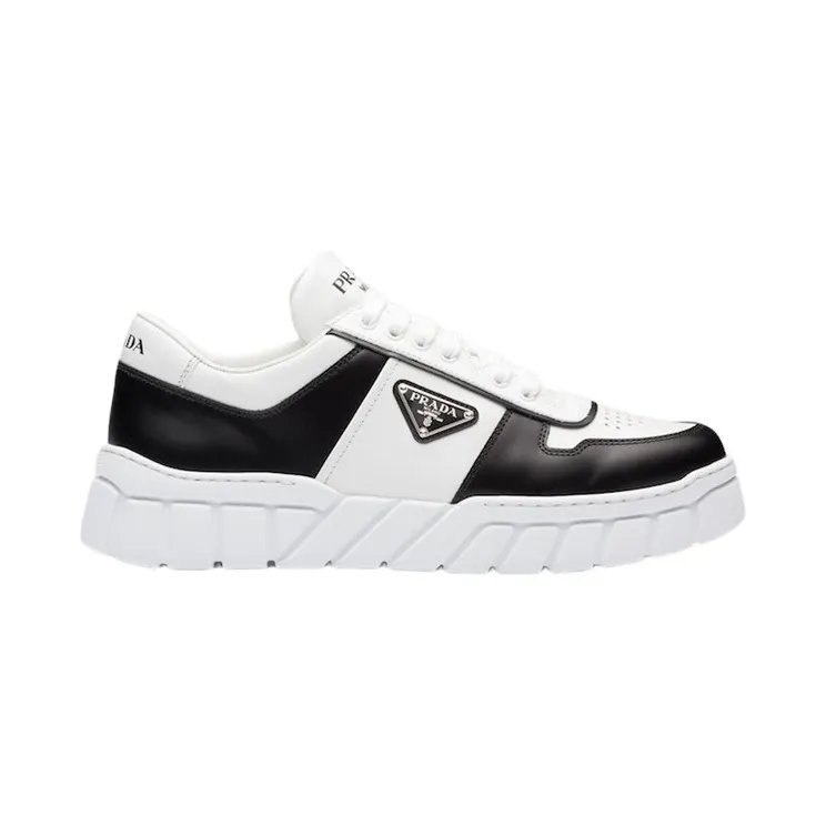 Prada Voluminous Sneakers Leather White Black
