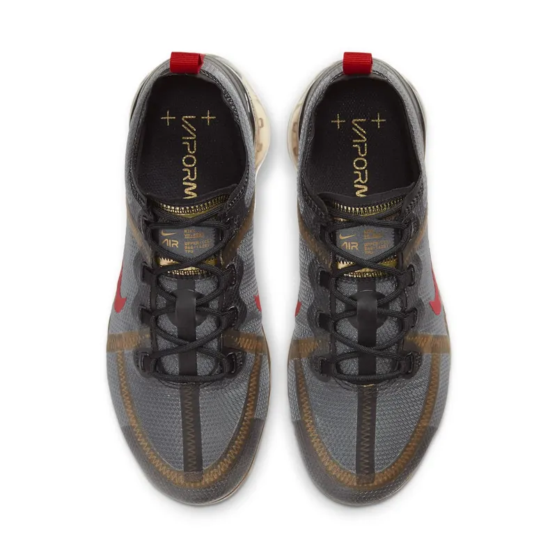 Nike Air VaporMax 2019 Black Gold Red (W) Black/Metallic Gold-University Red (CU4872-001)