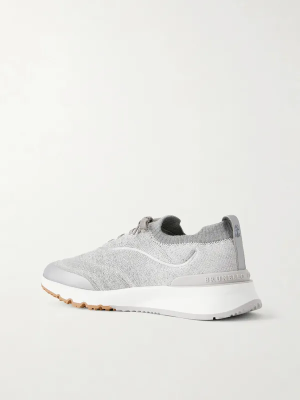 Brunello Cucinelli Stretch-Knit Sneakers Gray (MZUEHRO342) (4)