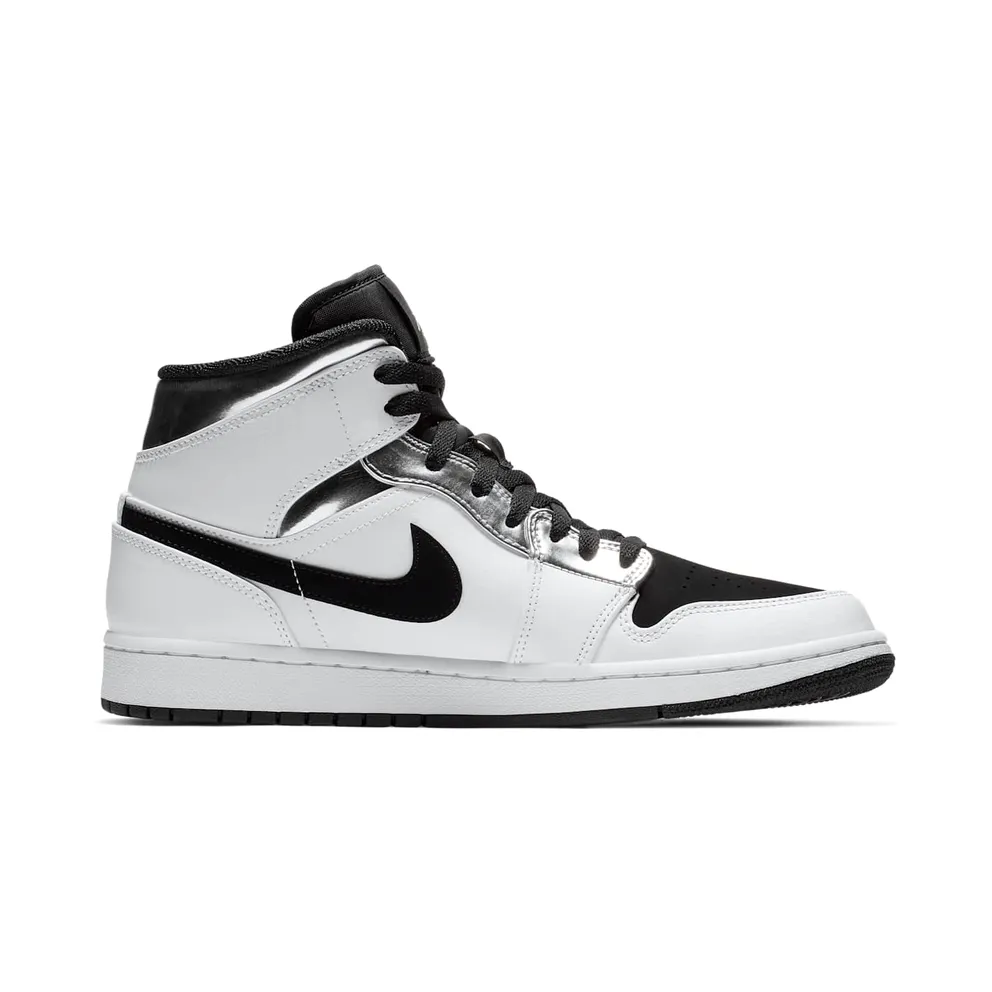 Jordan 1 Mid Alternate Think 16 White/Metallic Silver-Black (554724-121)
