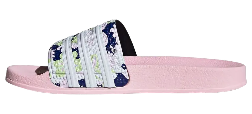 Adidas Originals Adilette Slides GS “Clear Pink / Cloud White / Almost Lime” (GZ3692)