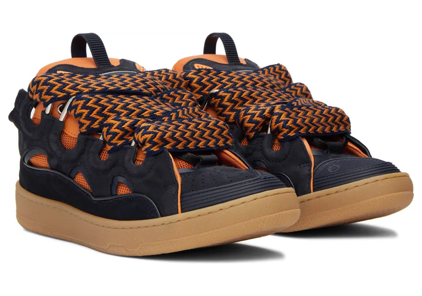 Lanvin SSENSE Exclusive Orange & Navy Curb Sneakers (FM-SKRK11-SSEN-A22) (4)