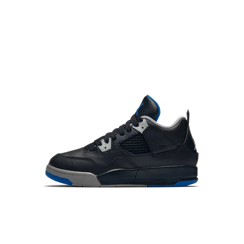 Jordan 4 Retro Motorsports Alternate (PS) Black/Game Royal-Matte Silver-White (308499-006)