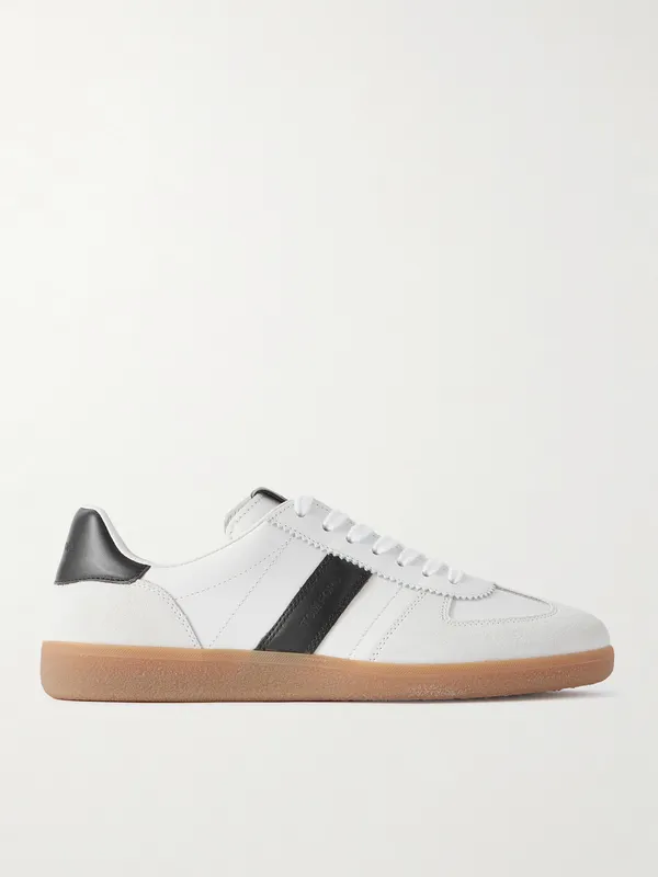 Tom Ford Archer Suede-Trimmed Leather Sneakers White (J1558-LCL457N)