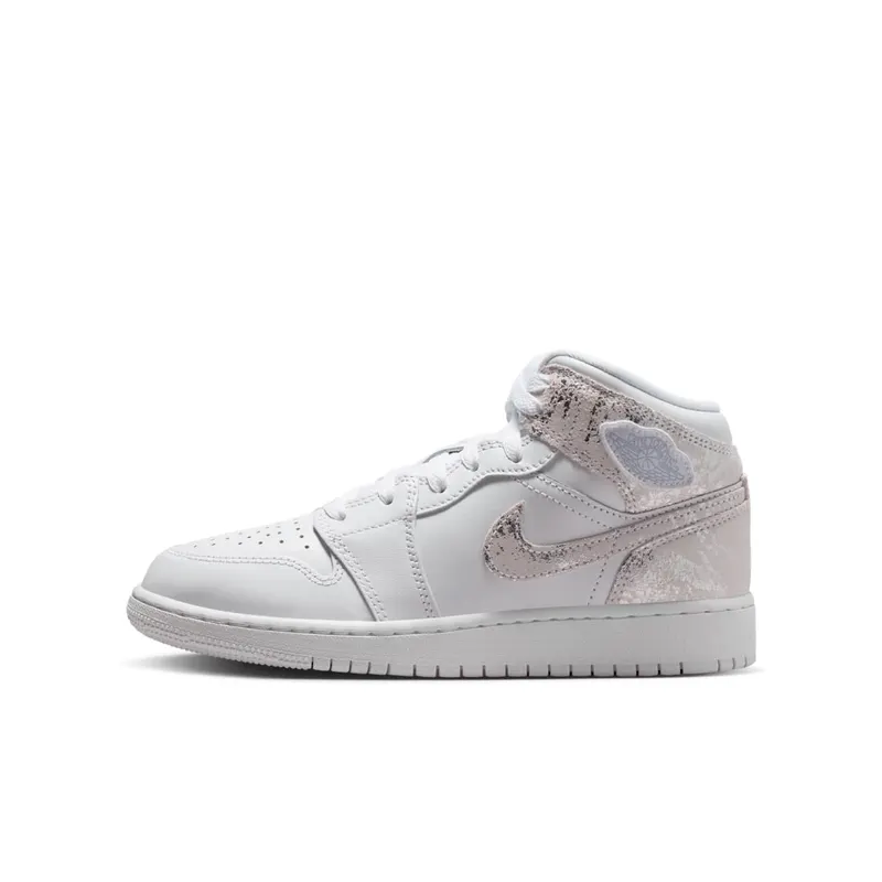 Jordan 1 Mid GS “White Field Silver” (IR2320-100)