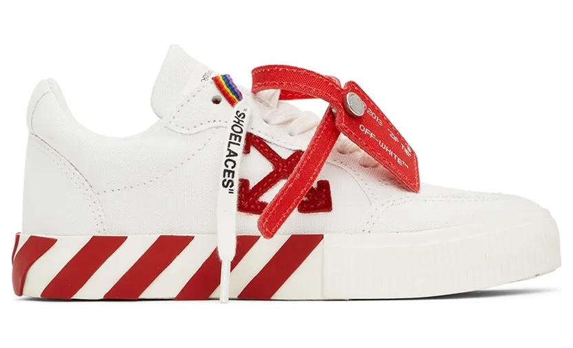 Off-White Kids White & Red Canvas Vulcanized Low Sneakers (OBIA003F21FAB0010125)