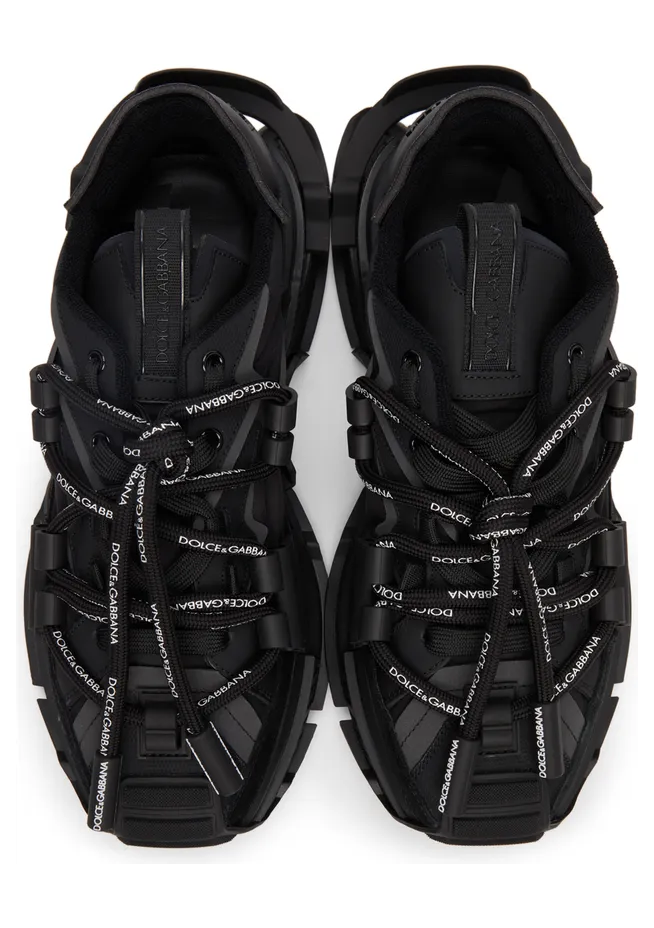 Dolce & Gabbana Black Mixed-Materials Space Sneakers (CS1963 AQ407) (5)