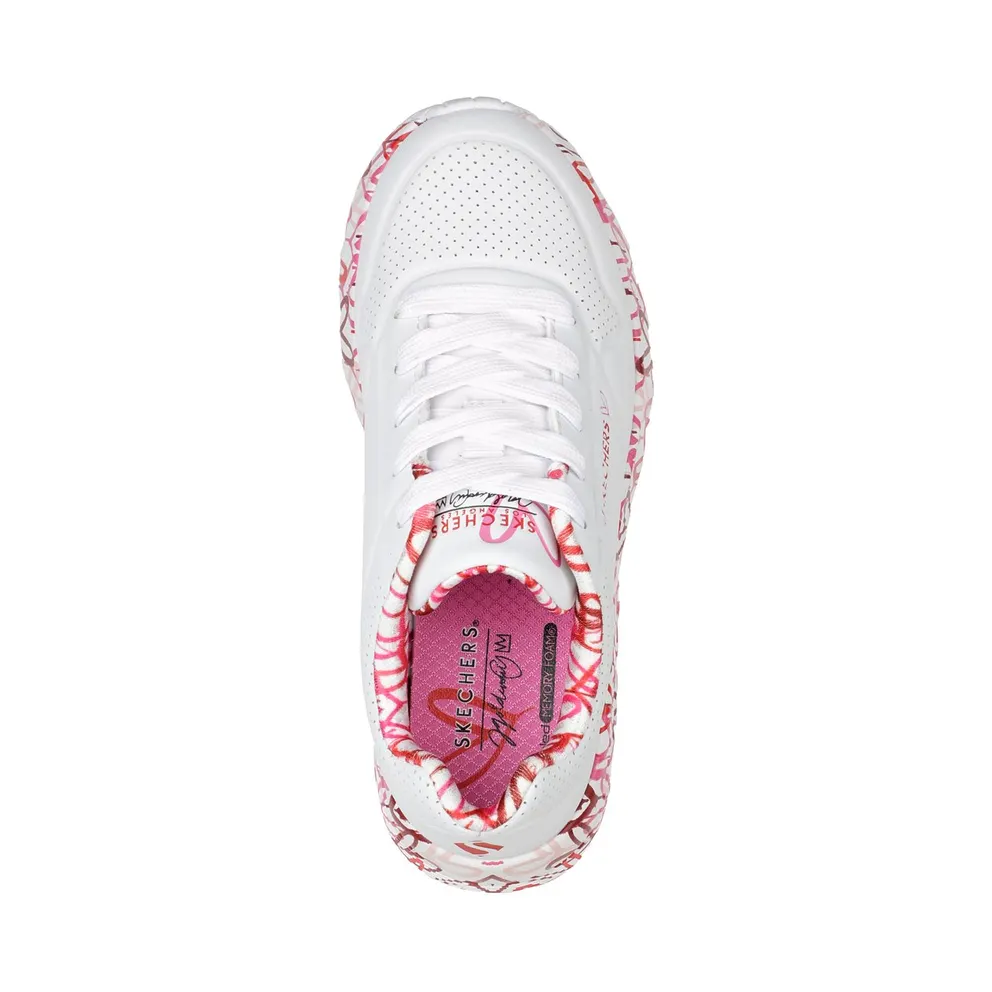 Skechers x JGoldcrown: UNO Lite – Lovely Luv Sneaker White/Red/Pink