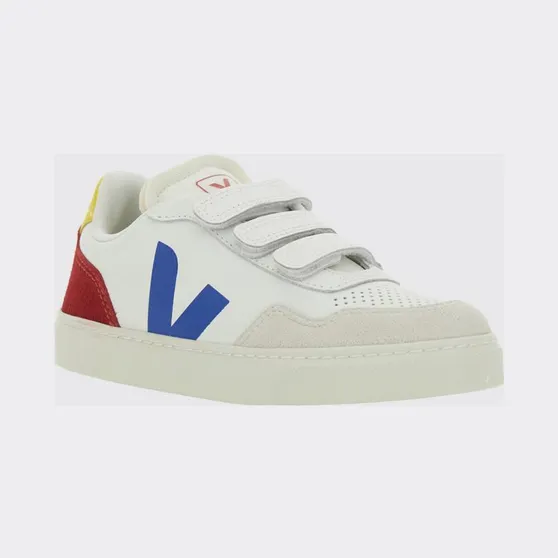 Veja V-90 Low-Top Sneakers for Boys in Organic Leather with Velcro White (SX2021511CP1P12)