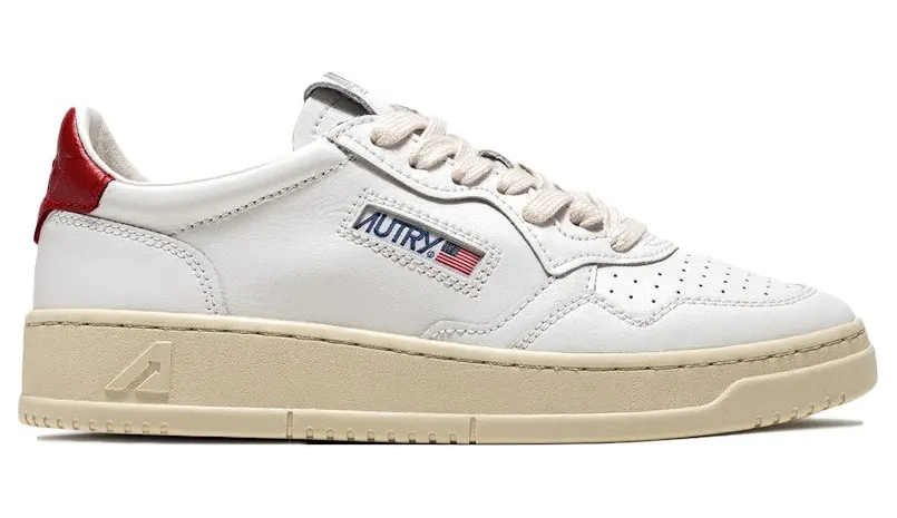 Autry Medalist Leather Low White Red (AULW-LL21)