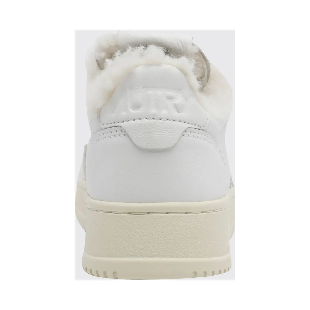 Autry Medalist Low in Leather with Animalier Pony Hair Inserts White (AULWSR01)