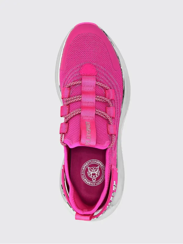 Plein Sport Runner Low-Top Sneakers in Viscose Jersey with Serrated Sole Fuchsia (SADSUSC0525STE003N87) (3)