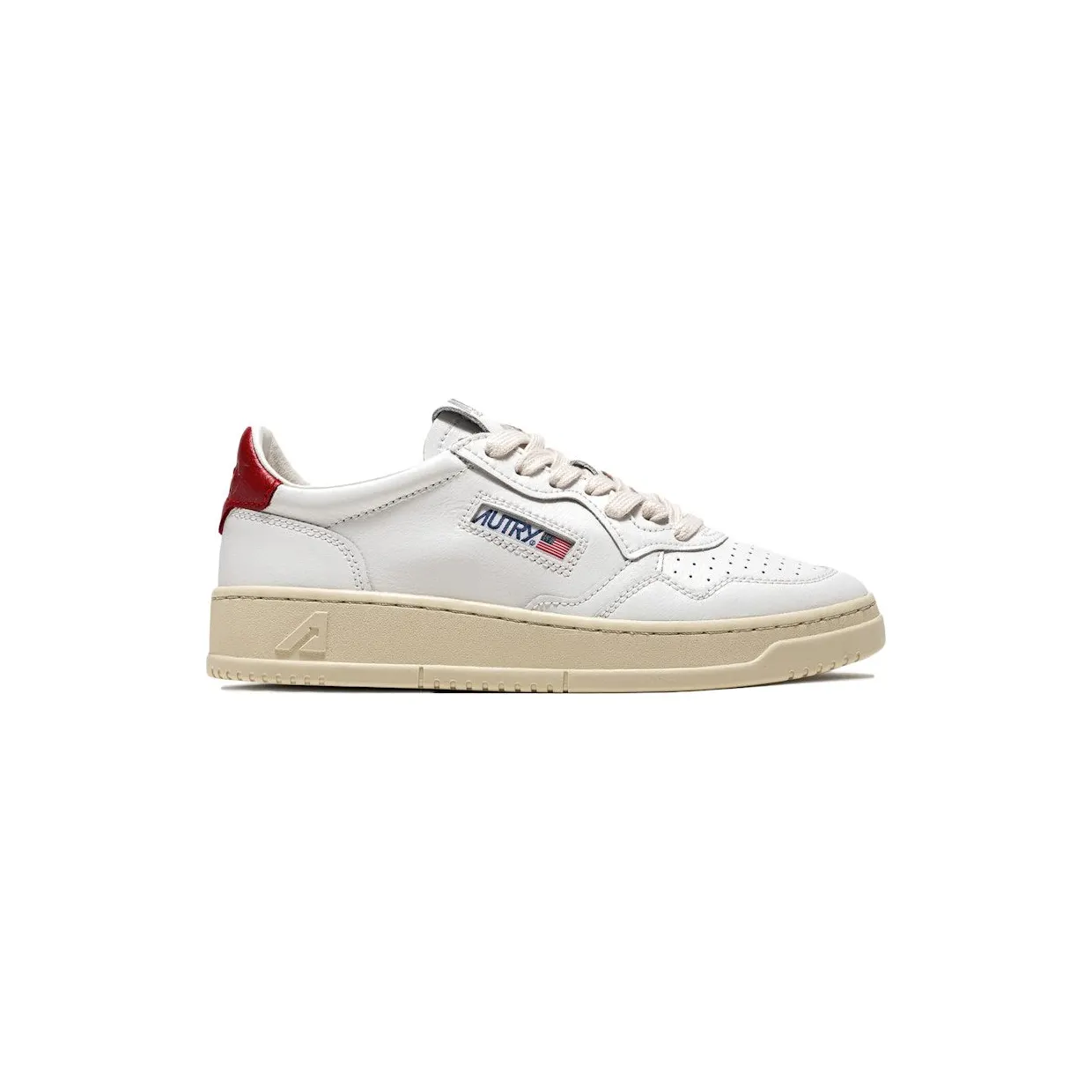 Autry Medalist Leather Low White Red (AULW-LL21)