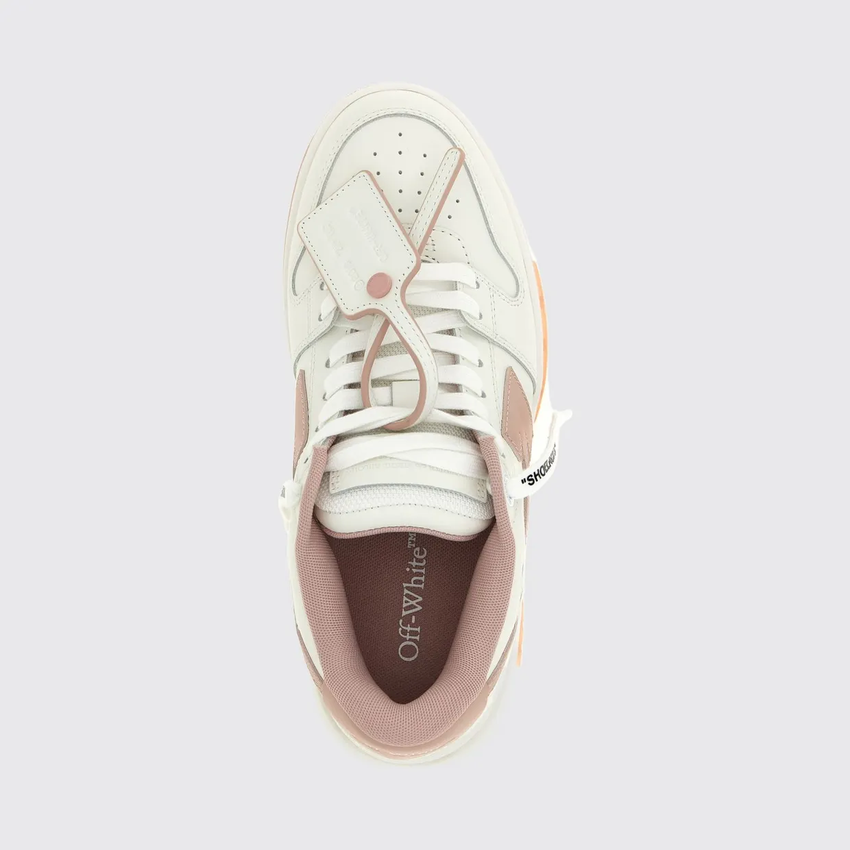 Off-White Out Of Office Low-Top Leather Sneakers with Perforated Toe and Logo Pink (W259C9L0180130) (3)