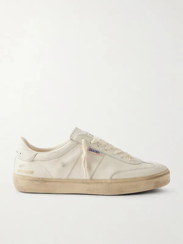 Golden Goose Soul-Star Distressed Leather Sneakers White (GMF00464.F005049)