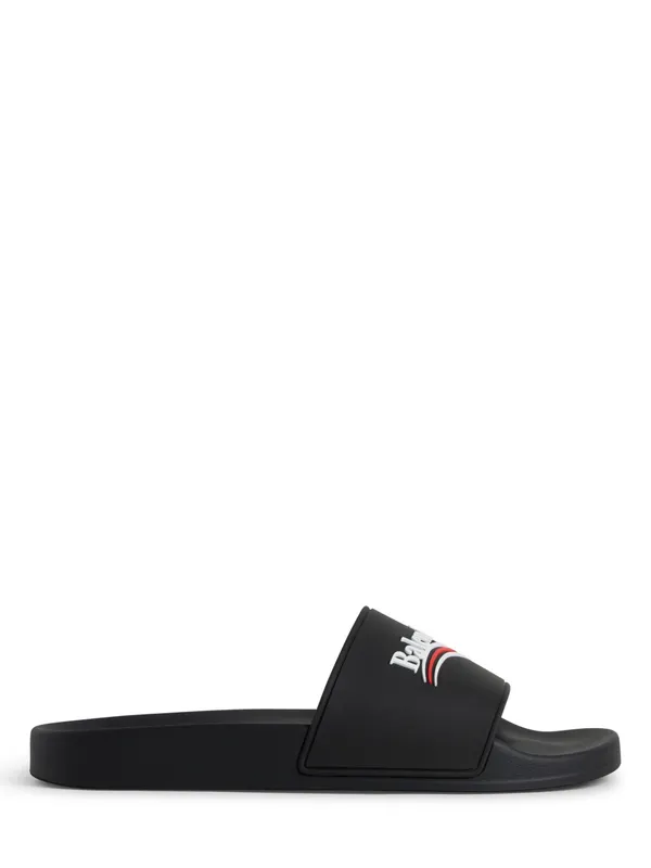 Balenciaga Pool Slide Black Political Campaign Logo