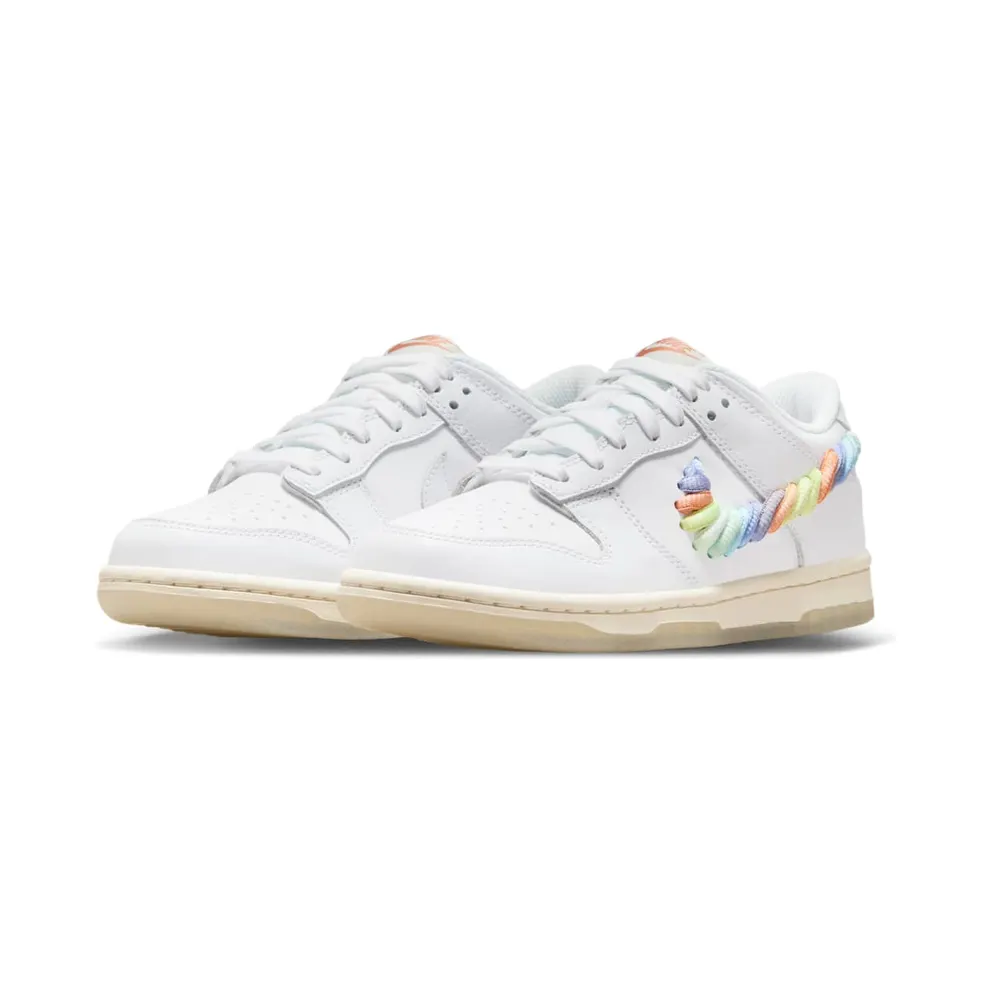 Nike Dunk Low SE GS “Rainbow Lace Swoosh White” (FN4861-100)