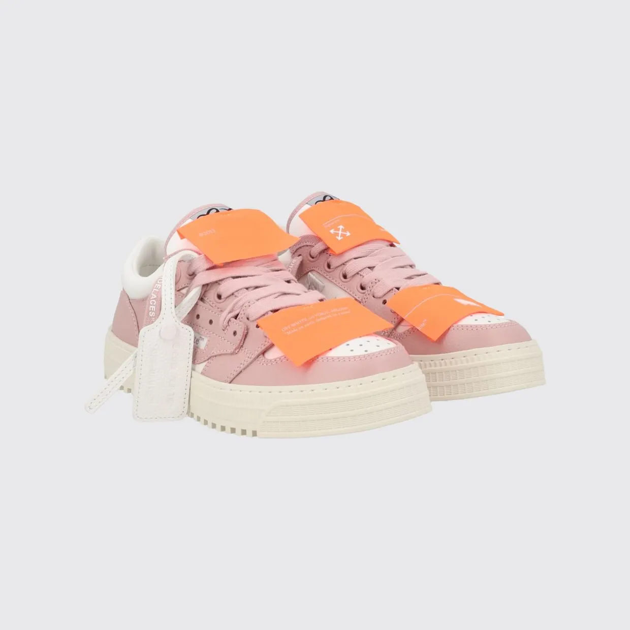 Off-White 3.0 Court Low-Top Trainers in Leather and Canvas with Tag Pink (W28ES6L001013B)