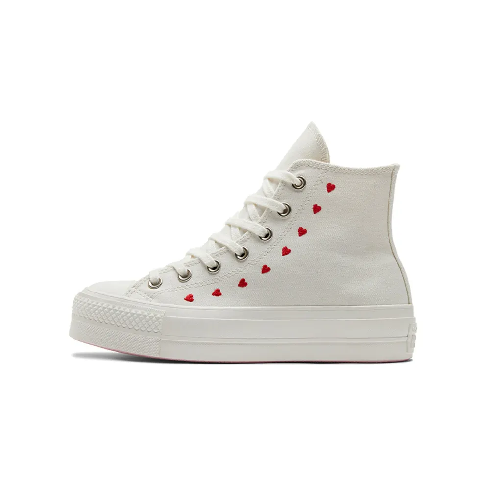Converse Chuck Taylor All Star Lift Platform Embroidered Hearts Vintage White/university Red (A01599C)