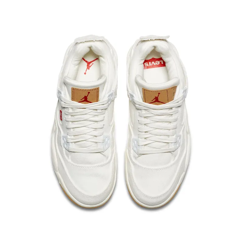 Jordan 4 Retro Levi’s White (GS) (Levi’s Tag) White/White-White (AQ9103-100)