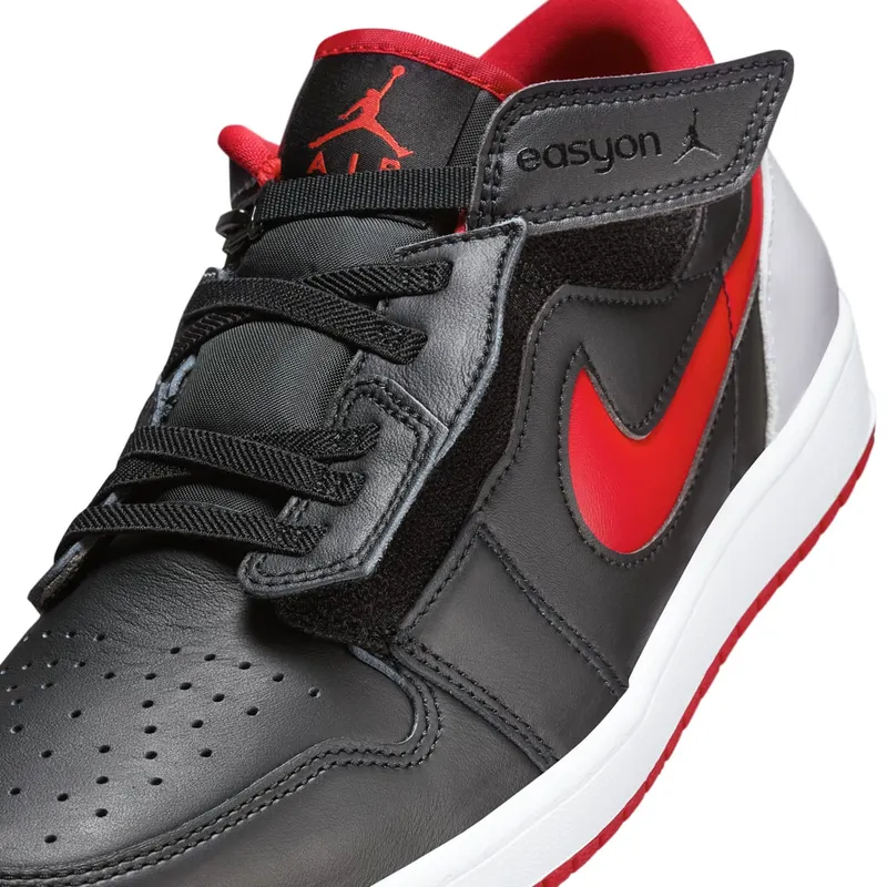 Jordan 1 Low FlyEase Black Cement Grey White Fire Red (DM1206-006)
