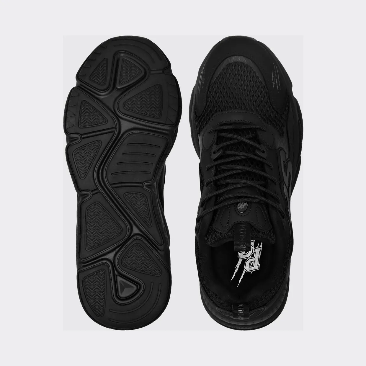 Plein Sport Leather and Mesh Low-Top Trainers with Contrast Monogram Black (SAESUSC0743STE003N0202) (3)