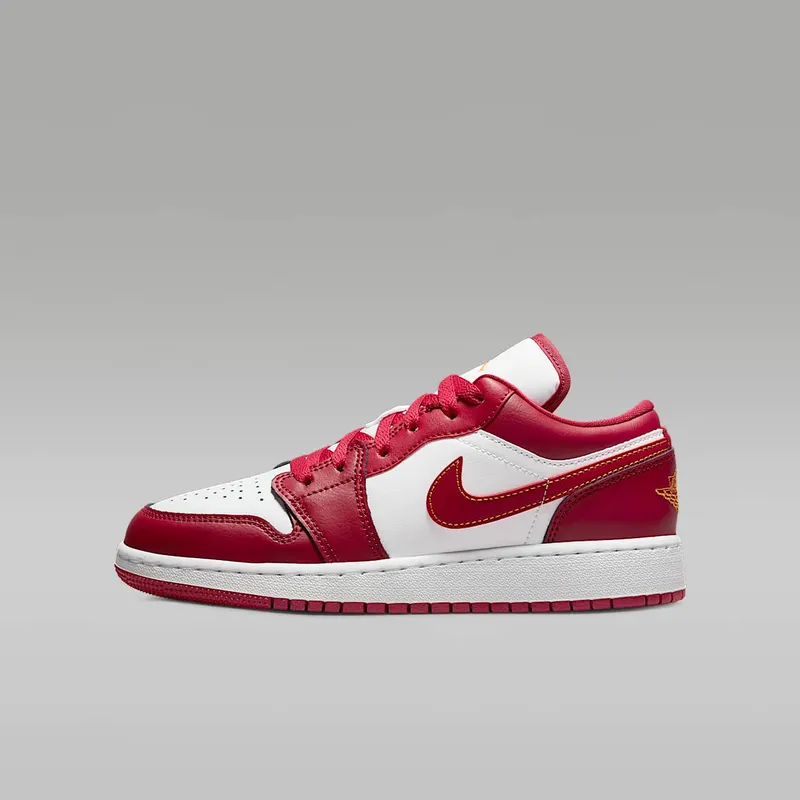Jordan 1 Low Cardinal Red (GS) “Cardinal Red / White / Light Curry” (553560-607)