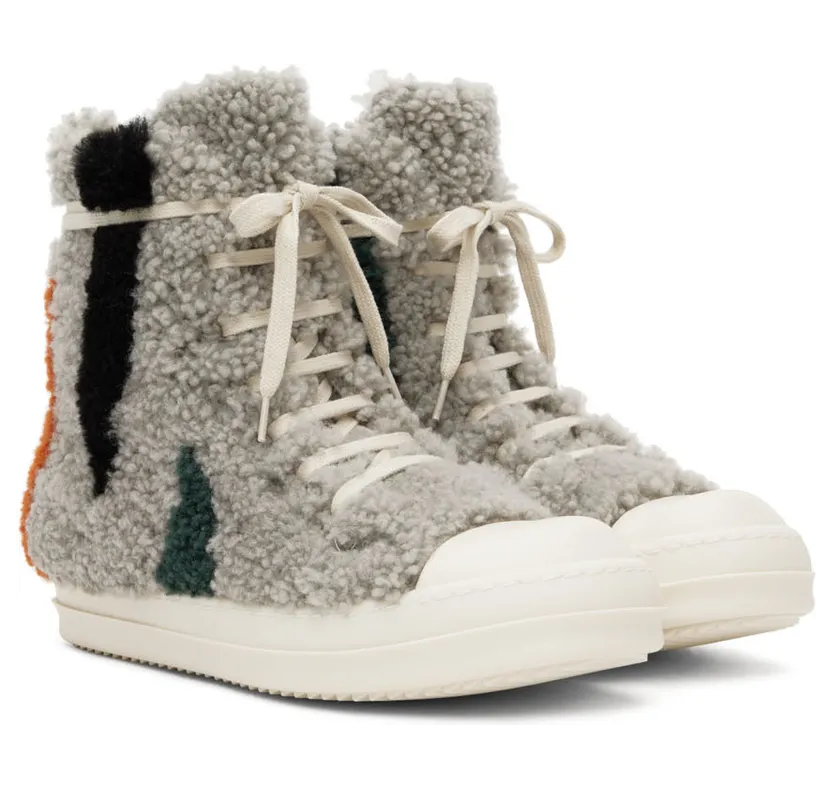 Rick Owens Gray Strobe Shearling Sneakers (RU02B2890 LSHPZE) (4)