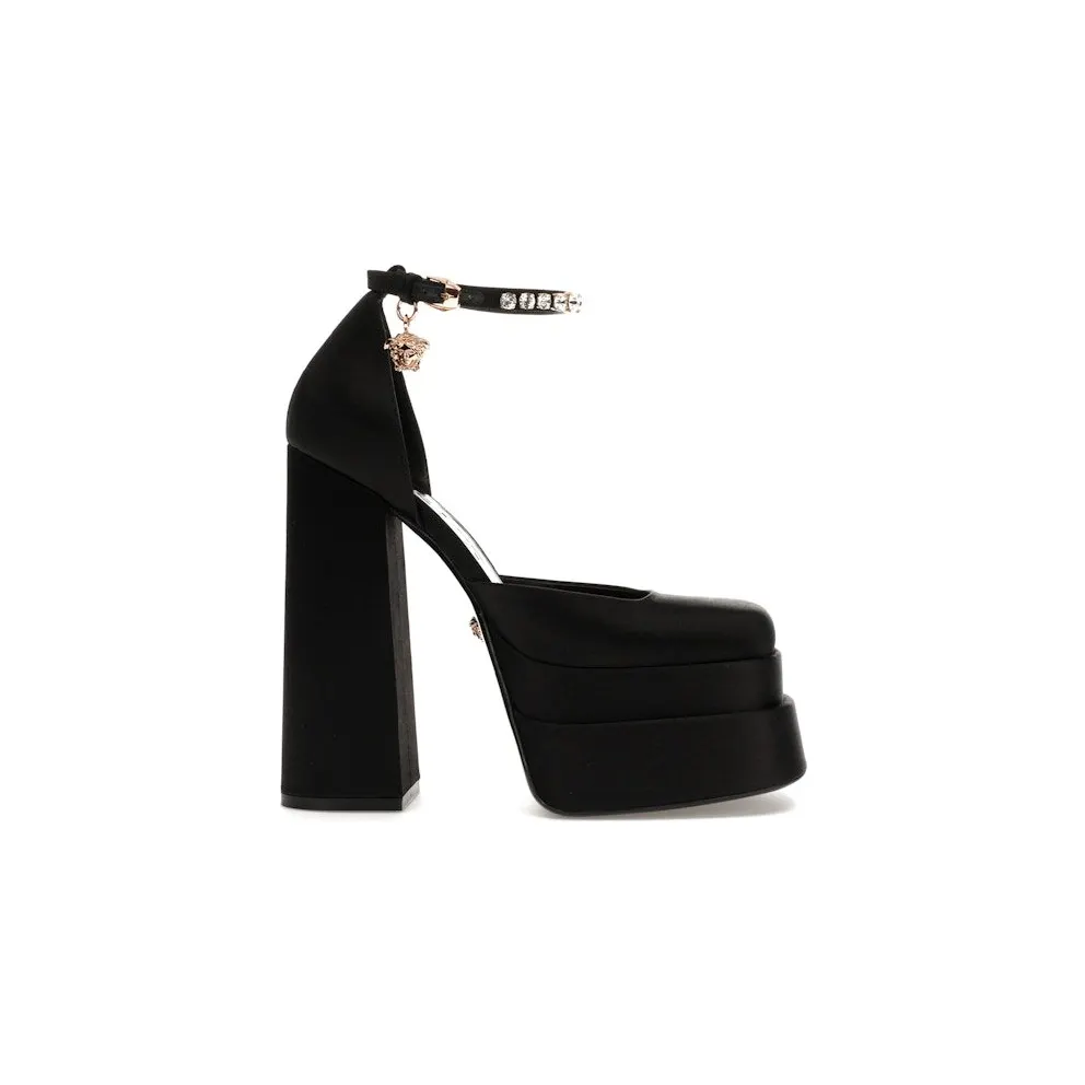 Versace Medusa Aevitas 155mm Platform Pumps Black Satin (1002005-DRA67_1B00V)