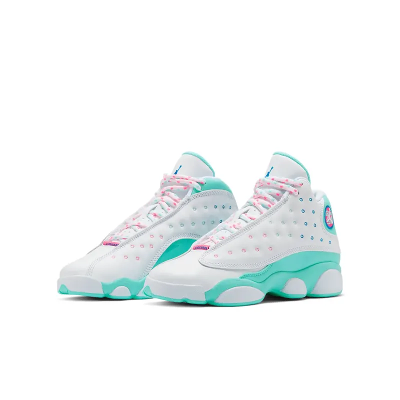 Jordan 13 Retro White Soar Green Pink (GS) White/Soar-Green-Pink (439358-100)