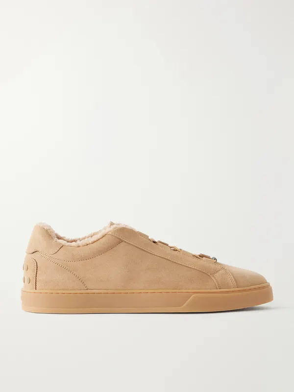 Tod’s Cassetta 04L Shearling-Lined Suede Sneakers Camel (XXM04L0JF41RE0)